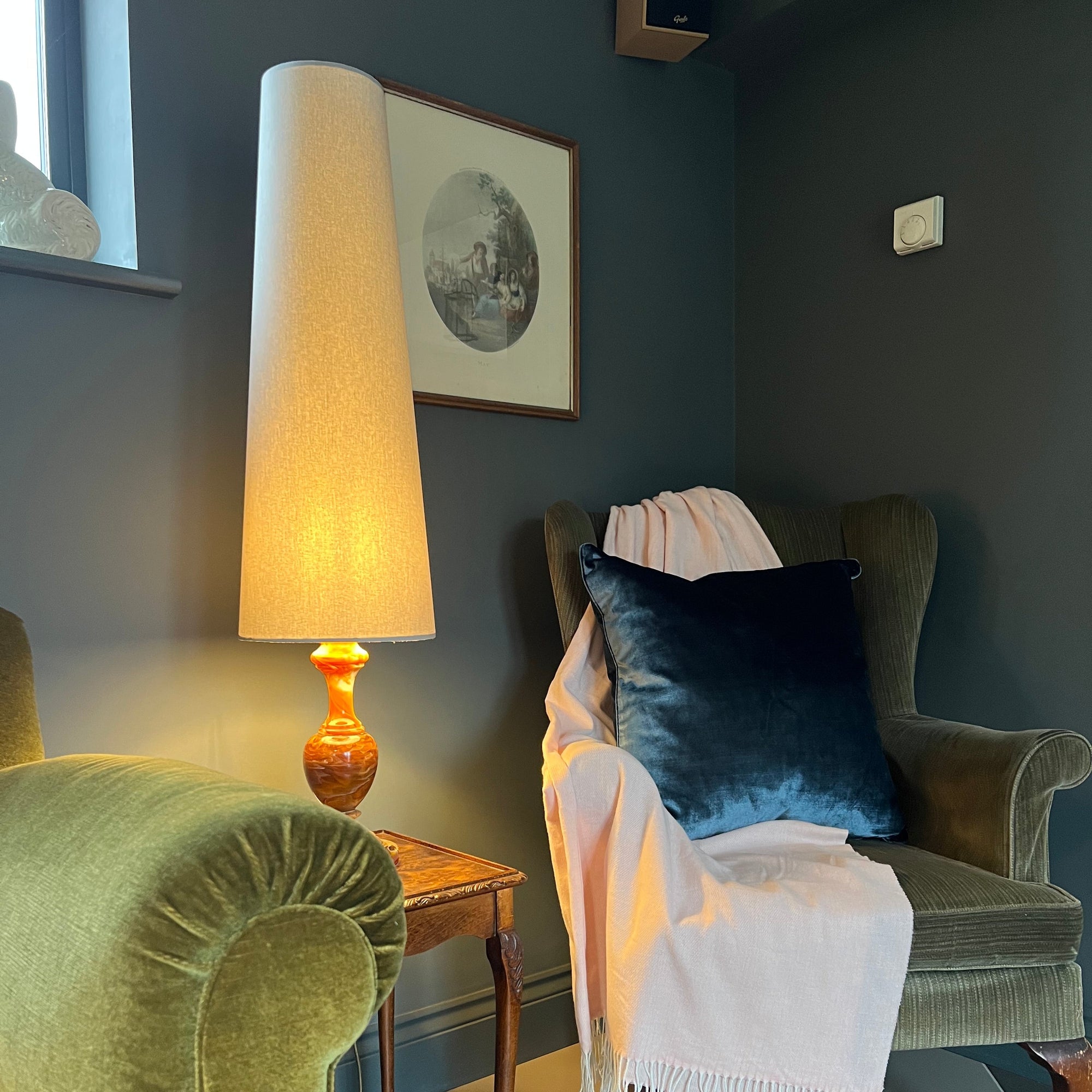 Grey Cotton Lampshade | Extra Tall Cone Light Shade | Bespoke Handmade UK