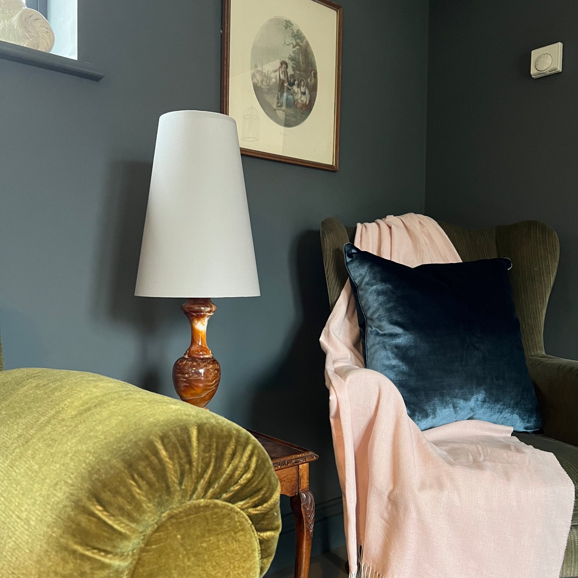Grey Cotton Lampshade | Extra Tall Cone Light Shade | Bespoke Handmade UK