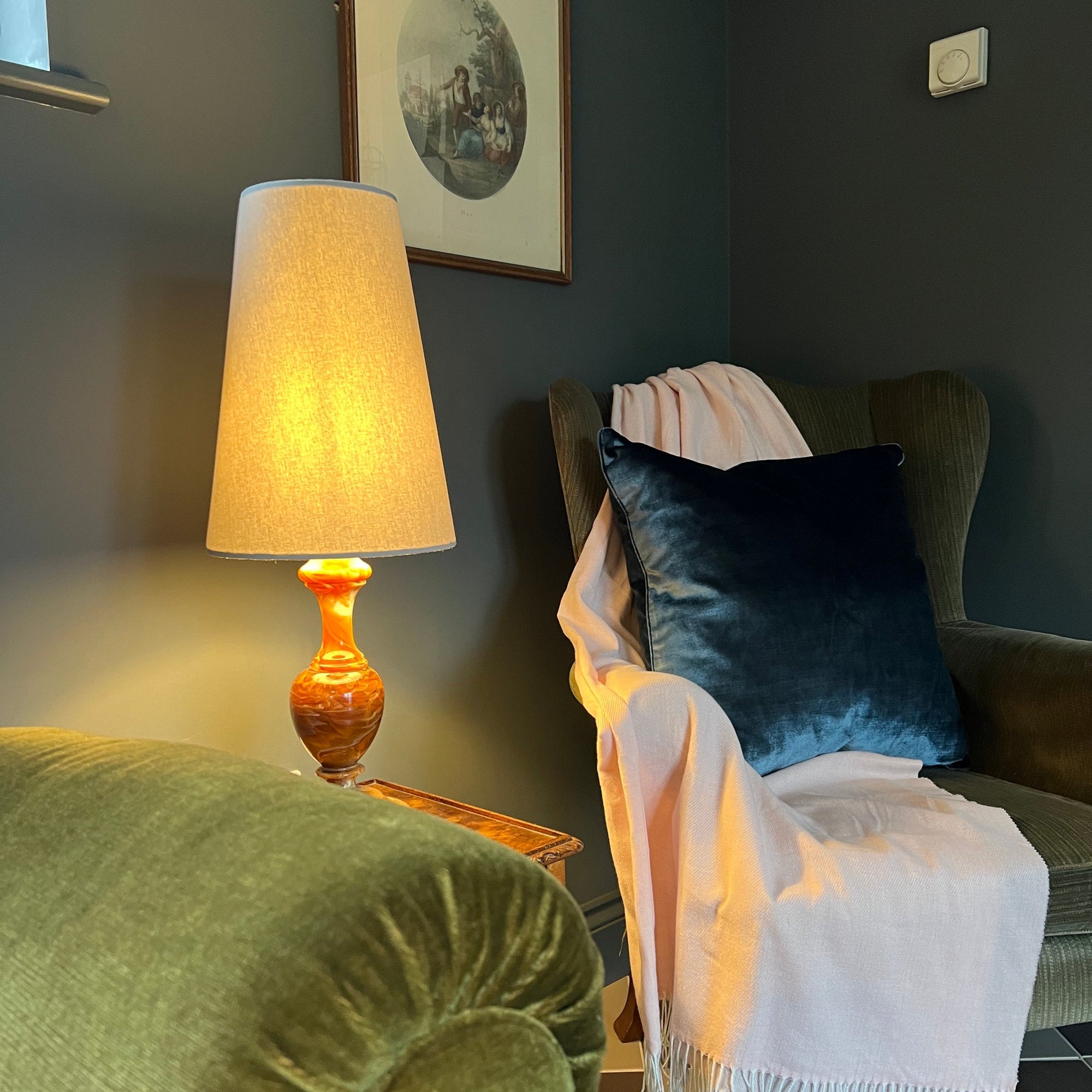 Grey Cotton Lampshade | Extra Tall Cone Light Shade | Bespoke Handmade UK