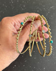 Labradorite/Turquoise/Moonstone Beaded Brass Bangle