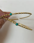 Labradorite/Turquoise/Moonstone Beaded Brass Bangle