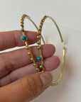 Labradorite/Turquoise/Moonstone Beaded Brass Bangle