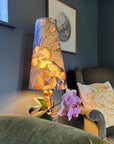 Floral Midnight Velvet cone lampshade, extra tall lampshade