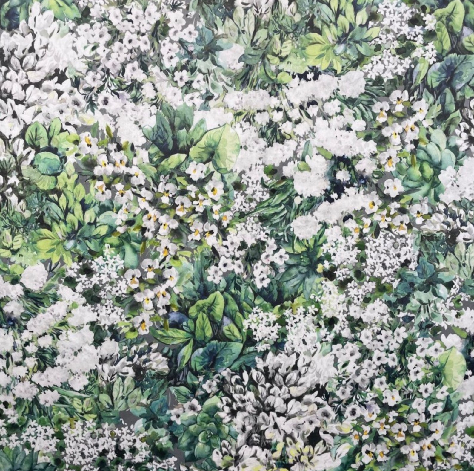 White flowers velvet cylinder lampshade, extra tall lampshade