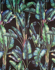 Leaves Velvet cylinder lampshade, in black, extra tall lampshade