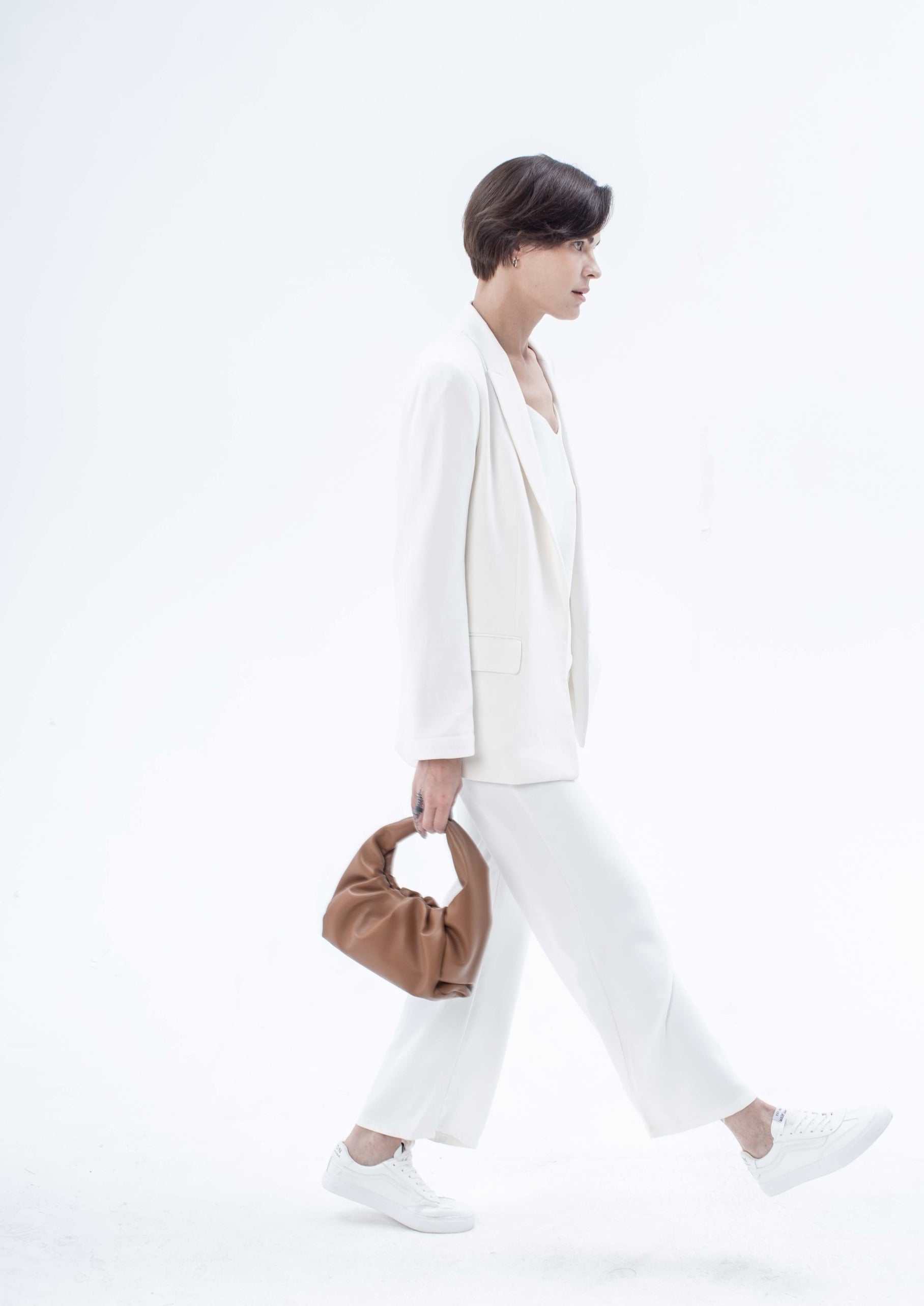 Luxury Marshmallow Croissant Bag, Premium Soft Leather Handbag in Caramel, Stylish Evening Purse, Trending Designer Shoulder Bag by Bob Oré at brixbailey.com