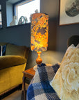 Floral midnight Velvet cylinder lampshade, extra tall lampshade