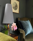 Checkerboard cotton cone lampshade, extra tall lampshade