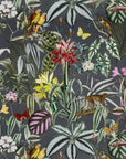 Tropical birds grey Velvet cone lampshade, extra tall lampshade