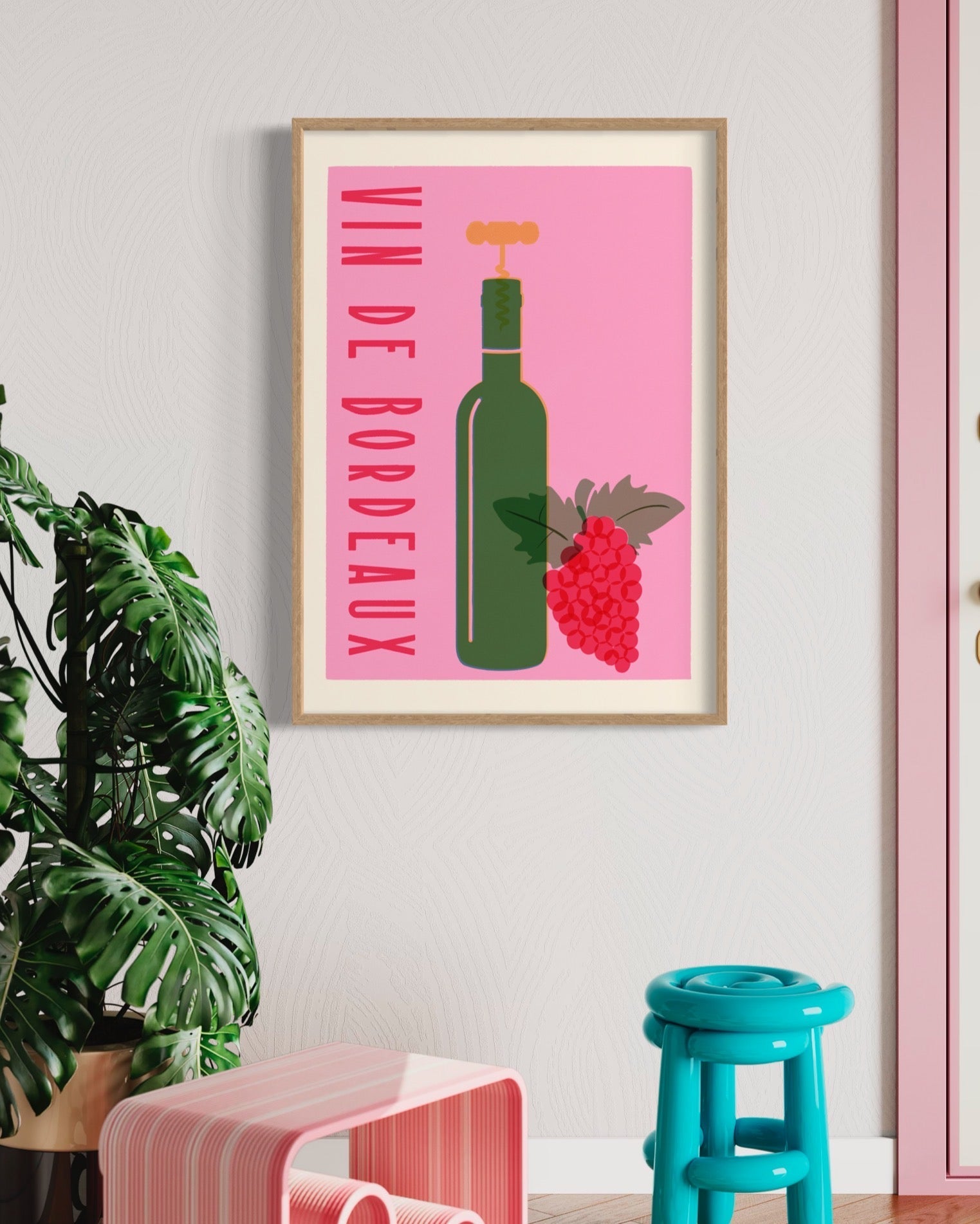 Bordeaux wine region vintage print, premium 230gsm paper, luxury framed art, A5 to A0 sizes, black white oak frame options by Little Egret Design at brixbailey.com