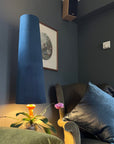 Navy Velvet Lampshade | Extra Tall Cone Light Shade | Bespoke Handmade UK