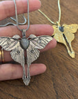 Gold/Silver Luna Moth Necklace – Nature-Inspired Boho Statement Pendant