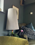 Grey Velvet Lampshade | Extra Tall Cone Light Shade | Bespoke Handmade UK