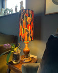 Botanical black velvet cylinder lampshade, extra tall lampshade
