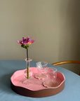 Allegra Round Wiggle Tray in Pink and Brown