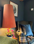 Burnt Orange Velvet Lampshade | Extra Tall Cone Light Shade | Bespoke Handmade UK