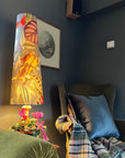 Tropical birds grey Velvet cone lampshade, extra tall lampshade