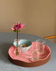 Allegra Round Wiggle Tray in Pink and Brown
