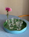 Allegra Round Wiggle Tray in Green and Blue