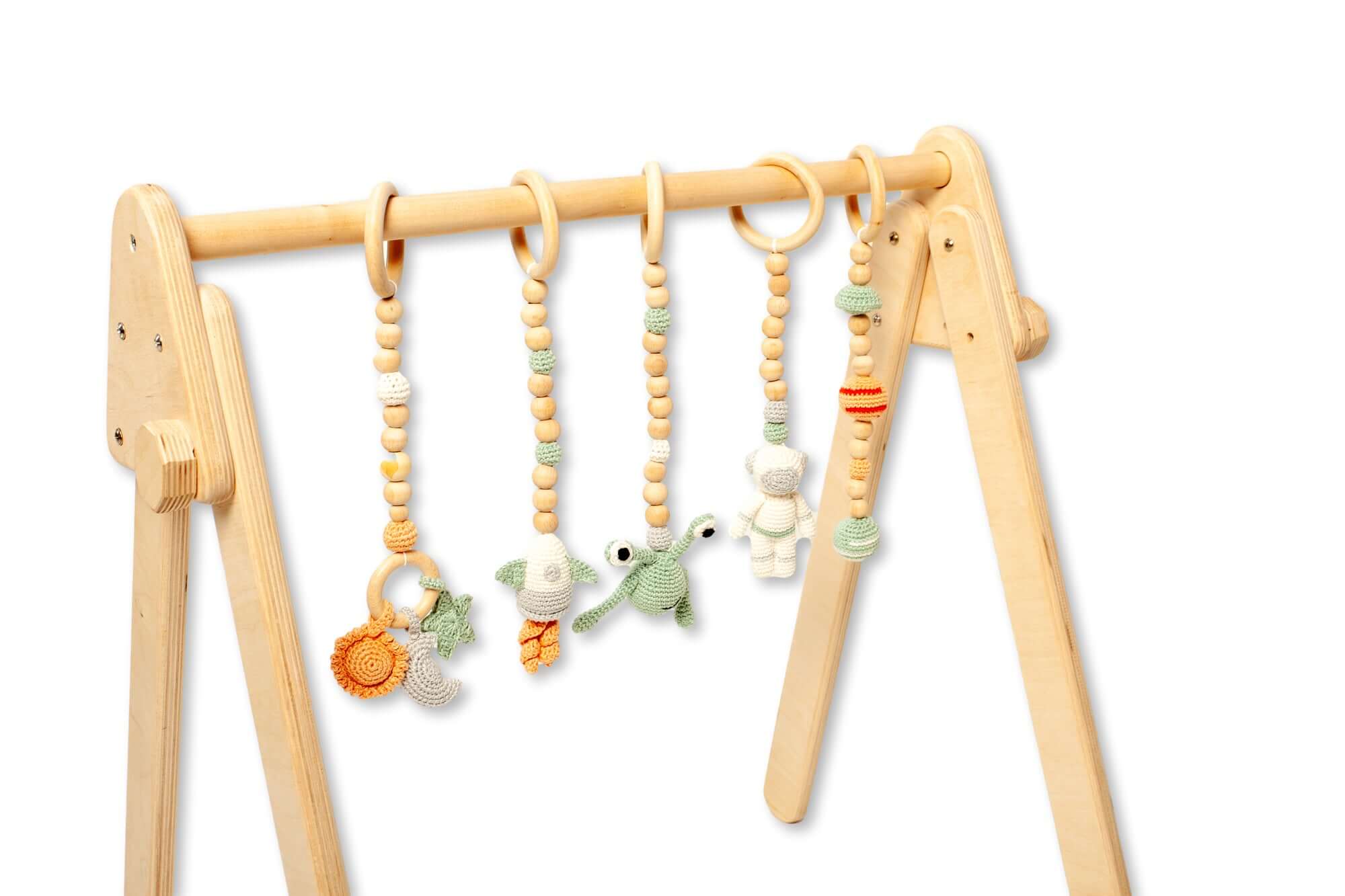 Montessori Baby Gym &amp; Hanging Toys Set | Wooden Play Gym for Babies-5