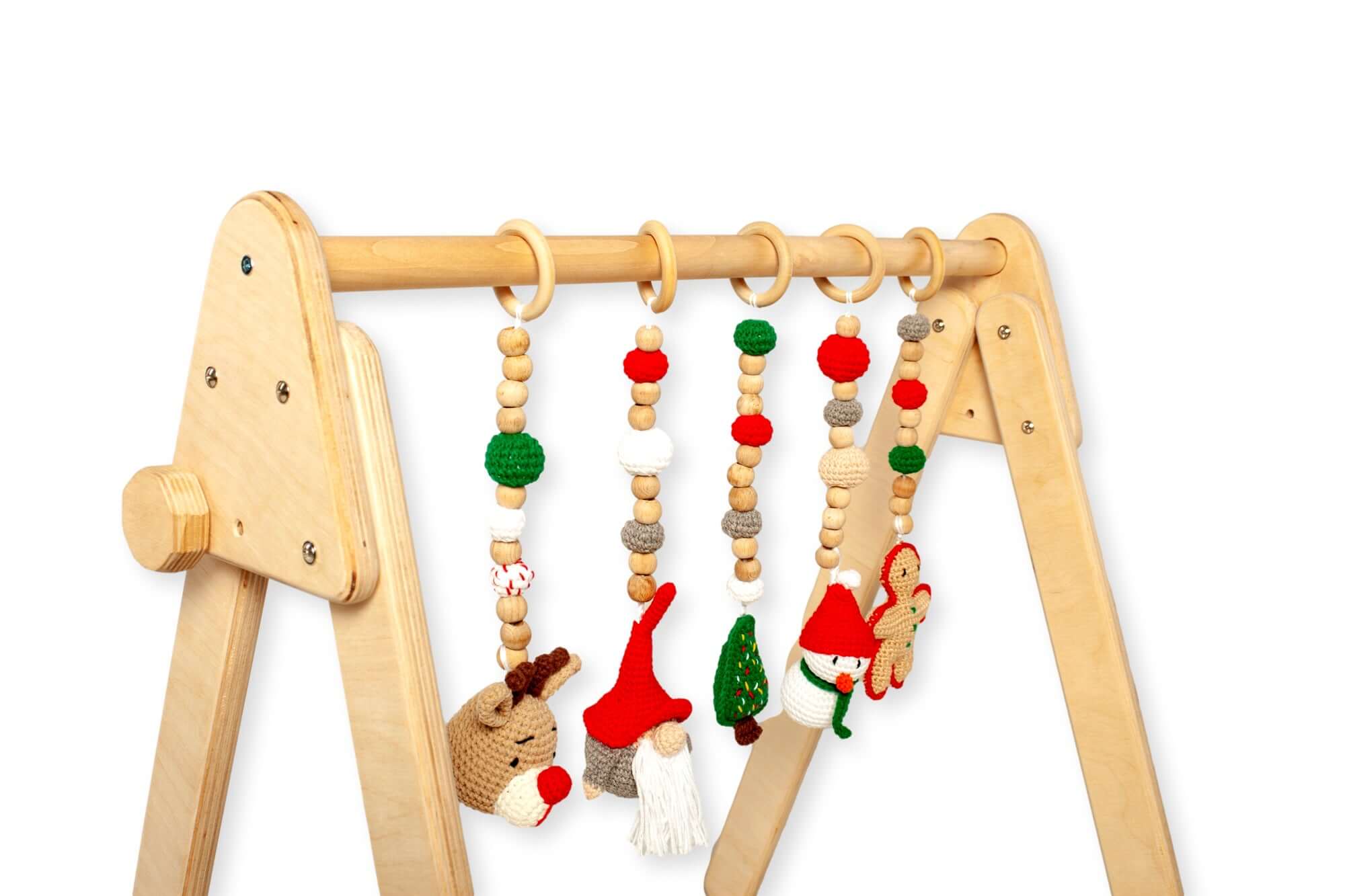 Montessori Baby Gym &amp; Hanging Toys Set | Wooden Play Gym for Babies-6