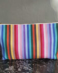 Premium organic cotton toiletry bag, waterproof lining, durable zip, rainbow large, versatile British woven recycled yarn, washable by Maison Elhoria at brixbailey.com