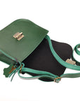 Natural Leather Saddle Bag in Green Medium Size