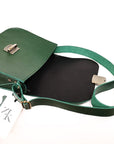 Large Natural Green Leather Saddle Bag