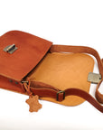 Light Brown Natural Leather Saddle Bag Large