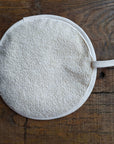 Rainbow pot grab, round oven glove, best-selling heat-resistant handcrafted UK-made kitchen accessory by Maison Elhoria at brixbailey.com