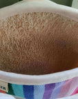 Luxury rainbow pot grab, best-selling round oven glove, premium handcrafted UK-made heat-resistant kitchen accessory by Maison Elhoria at brixbailey.com