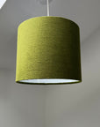 Olive linen drum lampshade/ ceiling shade with a white lining