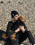 Jet Black British Wool Beanie Hat