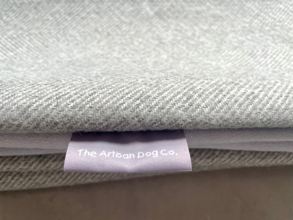 Herringbone Pet Blanket | Reversible Lambswool Sherpa &amp; Faux Suede | Handmade Luxury Dog Throw | Sofa Protector UK