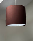 Brown cotton drum lampshade/ ceiling shade with a white lining