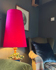 Cerise Pink Velvet Lampshade | Extra Tall Cone Light Shade | Bespoke Handmade UK
