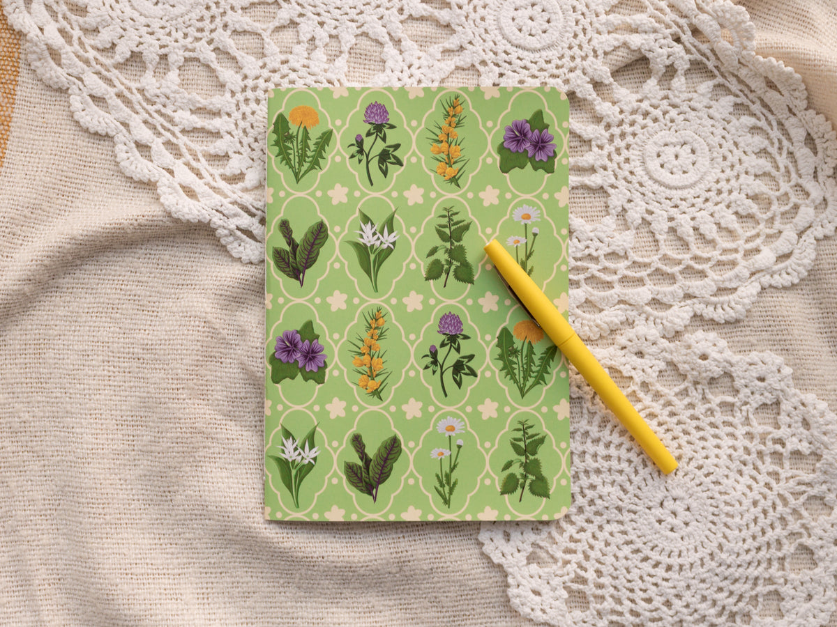 A5 Handmade Notebook with Spring Foraging Design