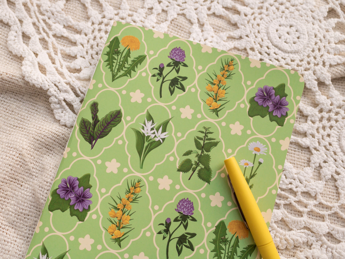 A5 Handmade Notebook with Spring Foraging Design