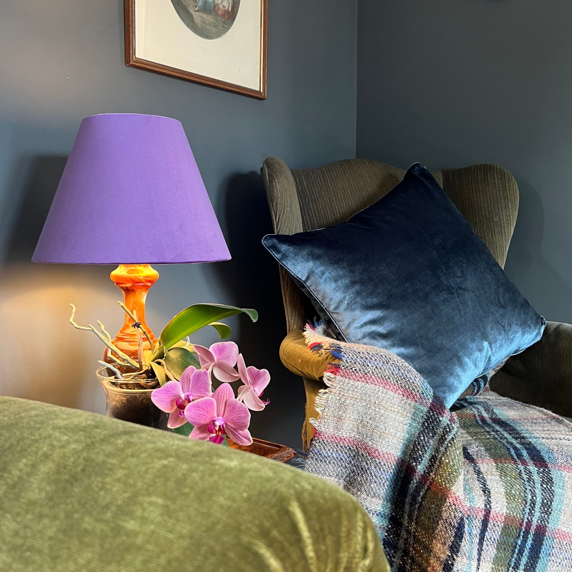 Purple Velvet Steep Empire Lampshade | Handmade Ceiling Light Shade | UK