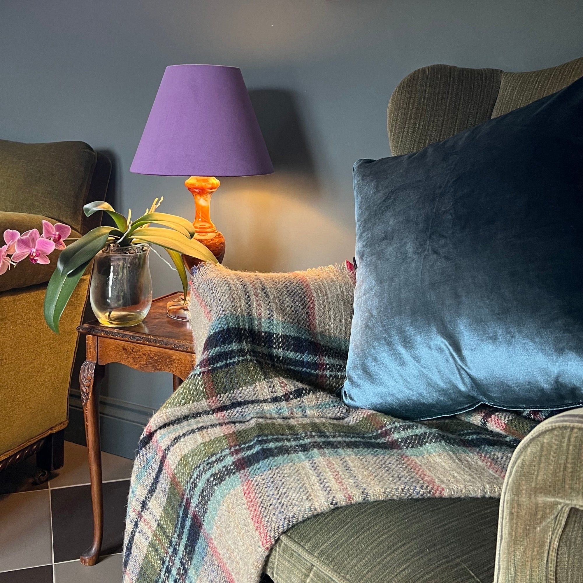 Purple Velvet Steep Empire Lampshade | Handmade Ceiling Light Shade | UK