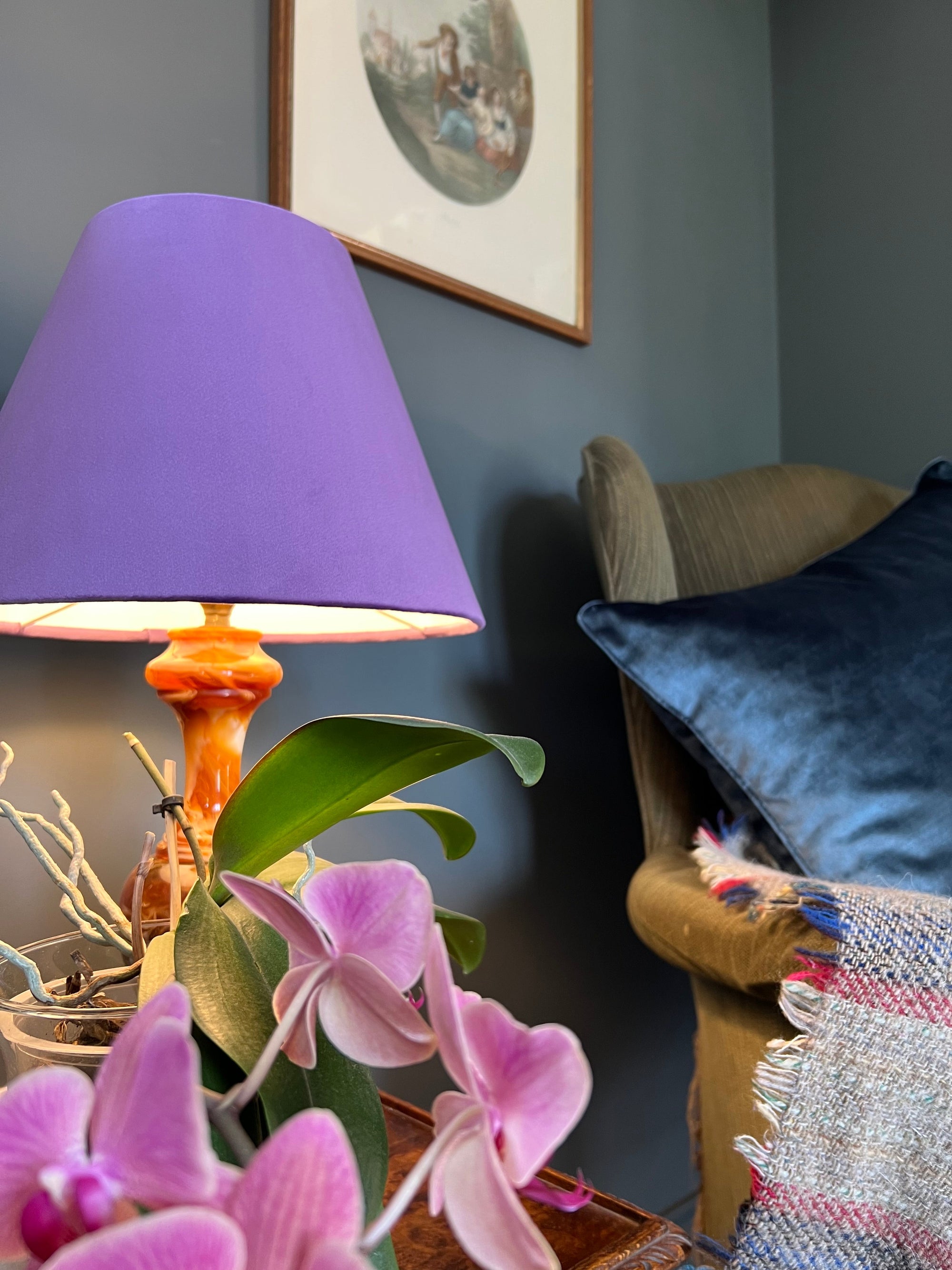 Purple Velvet Steep Empire Lampshade | Handmade Ceiling Light Shade | UK