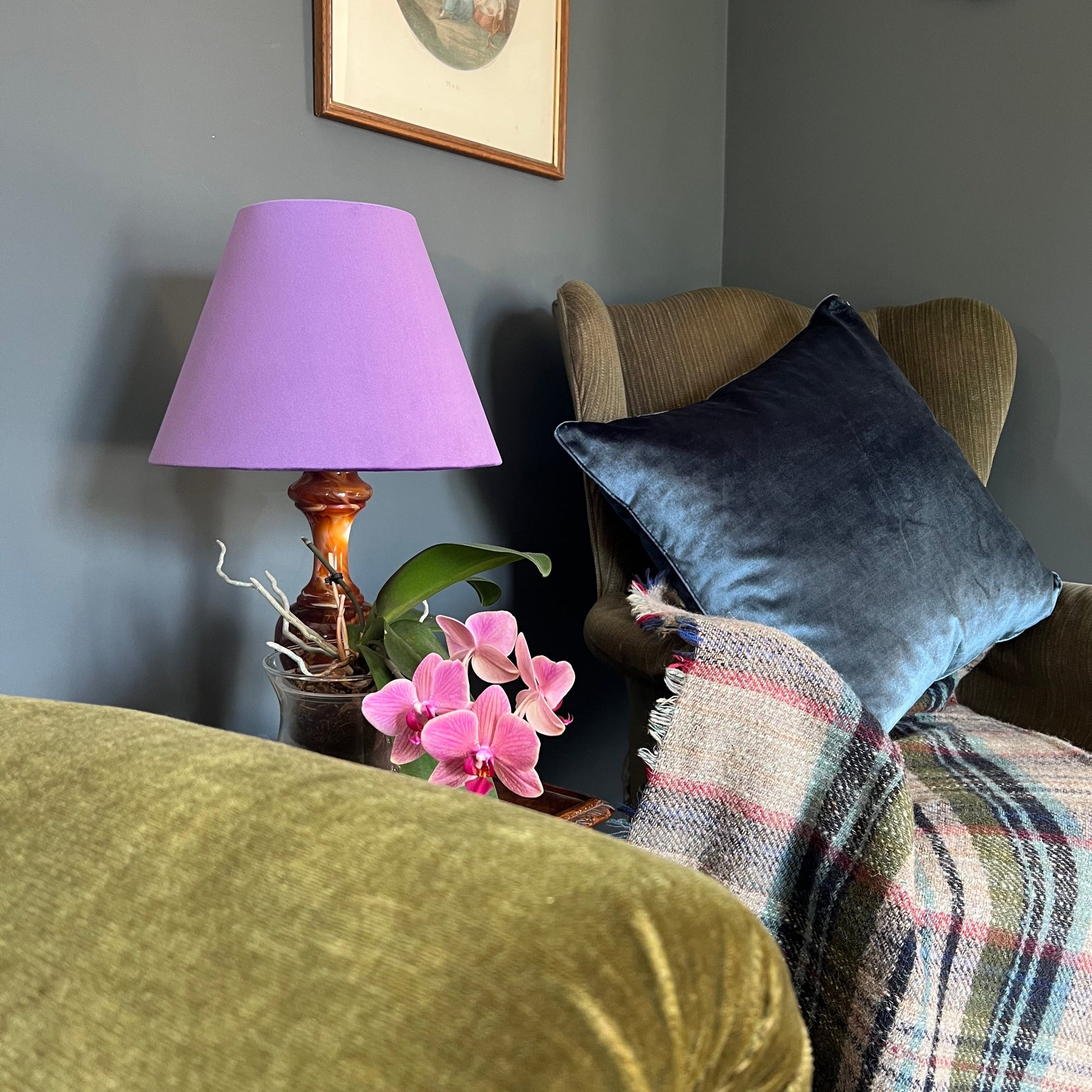 Purple Velvet Steep Empire Lampshade | Handmade Ceiling Light Shade | UK