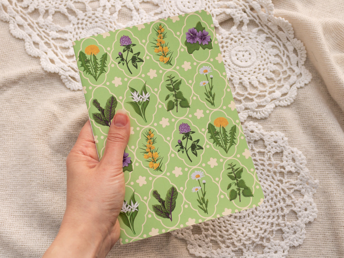 A5 Handmade Notebook with Spring Foraging Design