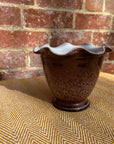 Scalloped brown vase/ pot