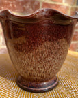 Scalloped brown vase/ pot