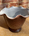Scalloped brown vase/ pot