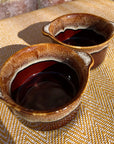 Pair of ceramic drip glaze ramekins