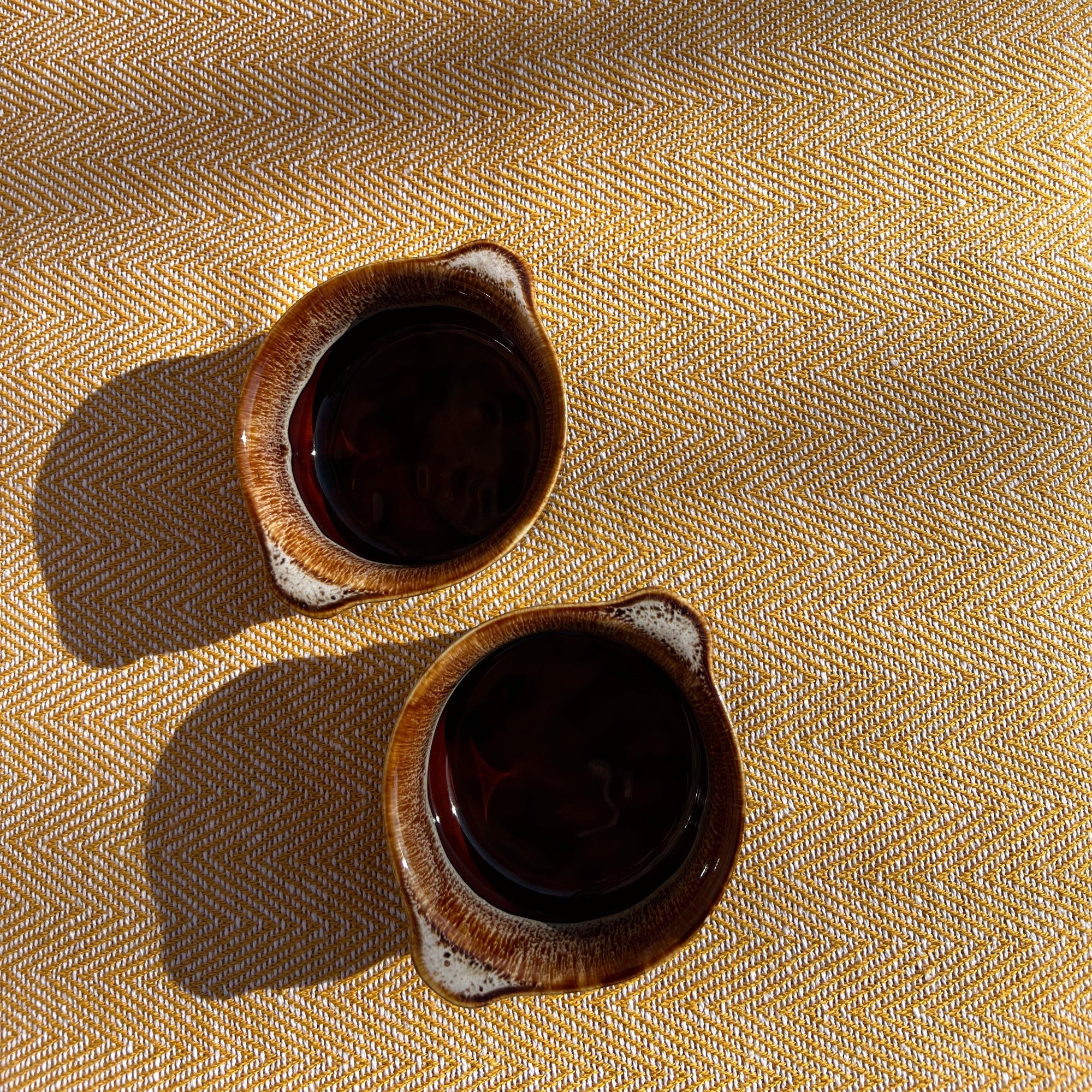 Pair of ceramic drip glaze ramekins