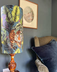 Bengal tiger Velvet cylinder lampshade, extra tall lampshade