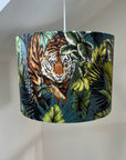 Bengal tiger velvet, drum lampshade /ceiling shade with a white lining
